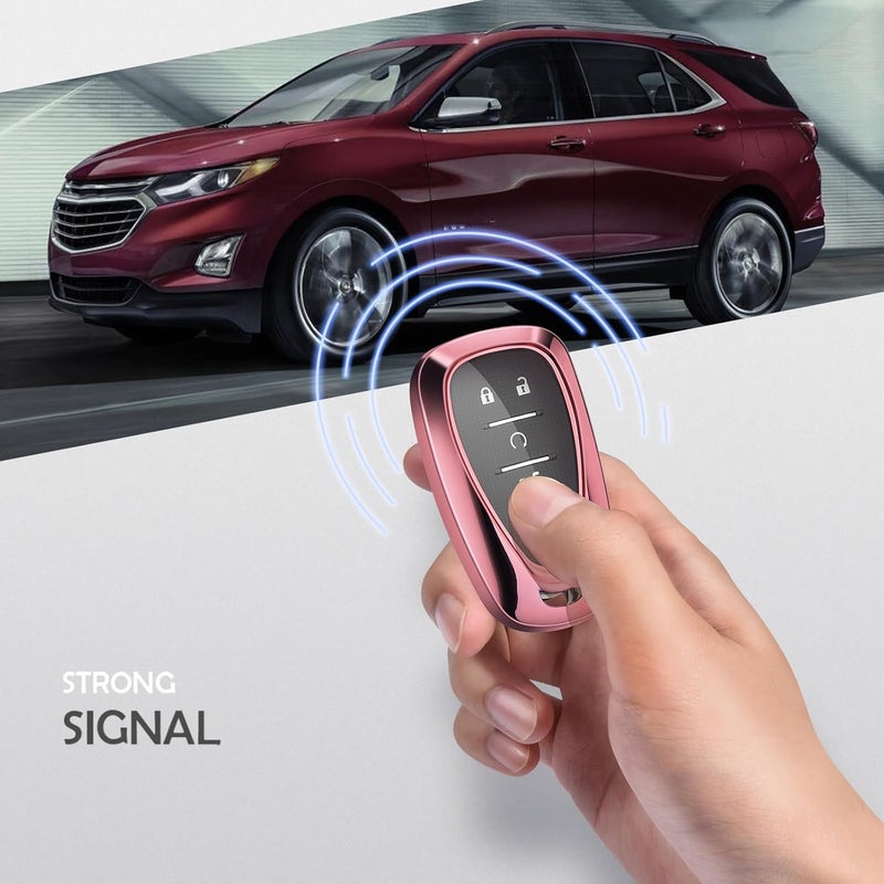 ELOHEI for Chevy Key Fob Cover Case Shell Cover TPU Protector Holder for Chevrolet 2020 2019 2018 2017 2016 Chevy Malibu Camaro Cruze Traverse Spark Equinox Sonic Volt Bolt (Rose Gold) - Image 4